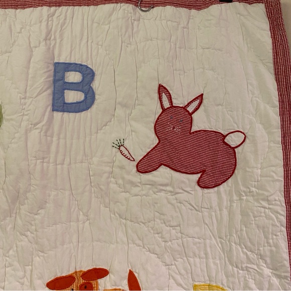 Pottery Barn Kids cotton applique gingham Alphabet Soup ABC crib baby quilt - Picture 4 of 15